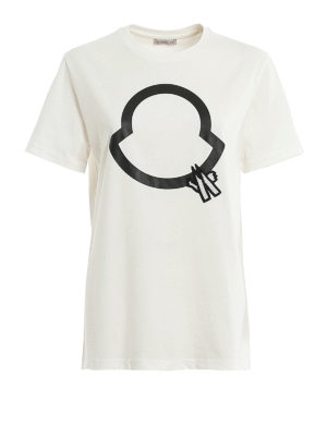 MONCLER: t-shirts - Beaded logo cotton T-shirt