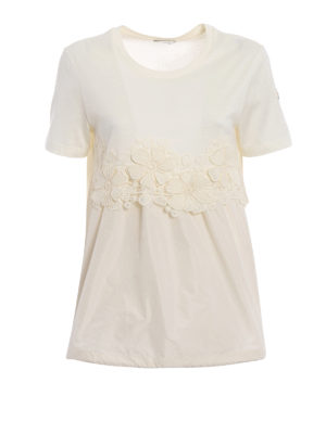 MONCLER: t-shirt - T-shirt con macramè