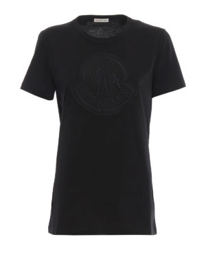 MONCLER: t-shirt - T-shirt con maxi patch del logo