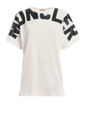 MONCLER: t-shirts - Oversized logo print cotton T-shirt