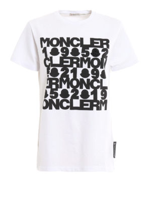 MONCLER: t-shirt - T-shirt con stampa logo e paillettes