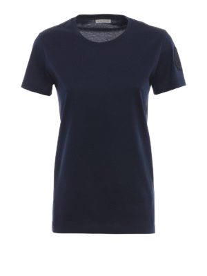 MONCLER: t-shirt - T-shirt minimal blu in cotone