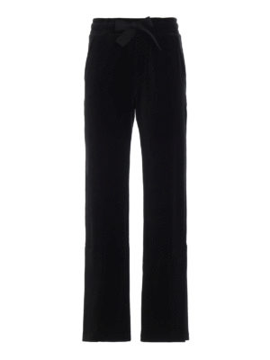 MONCLER: pantaloni sport - Pantaloni sportivi larghi in velluto nero