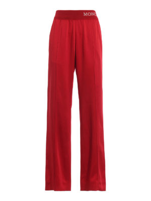 MONCLER: tracksuit bottoms - Contrasting stripe red tracksuit bottoms