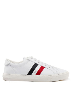 MONCLER: trainers - New Monaco white leather sneakers