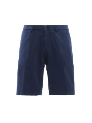 MONCLER: pantaloni shorts - Pantaloni corti in cotone stretch blu