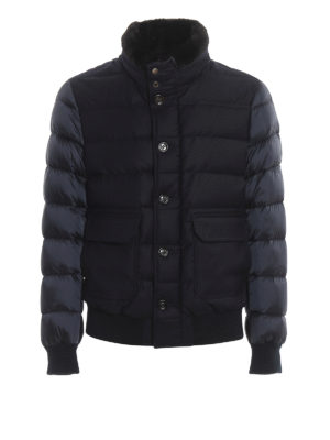 MOORER: padded jackets - Fantoni nylon and wool panel puffer jacket