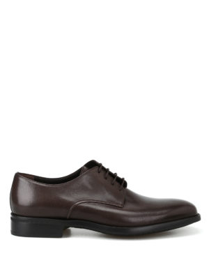 MORESCHI: scarpe stringate - Derby ultraleggere in pelle marrone scuro