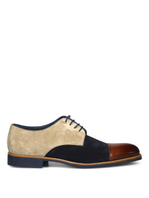 MORESCHI: scarpe stringate - Derby in camoscio e pelle tricolore