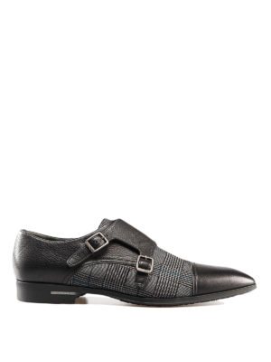 MORESCHI: Mocassini e slippers - Monk strap in camoscio Principe di Galles