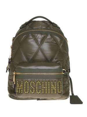 MOSCHINO: backpacks - Logo patch detailed nylon backpack