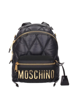 MOSCHINO: zaini - Zaino in nylon con maxi logo applicato