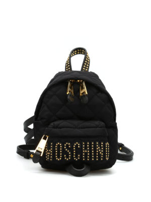 MOSCHINO: zaini - Zaino con logo lettering borchiato