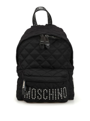 MOSCHINO: zaini - Zaino trapuntato con patch logo e borchie