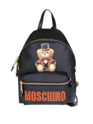MOSCHINO: zaini - Zaino piccolo nero con Teddy Circus