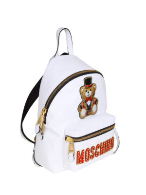 MOSCHINO: zaini - Zaino piccolo bianco con Teddy Circus