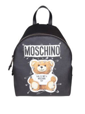 MOSCHINO: zaini - Zainetto in simil pelle con stampa Teddy