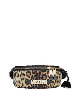 MOSCHINO: marsupi - Marsupio in nylon stampa animalier