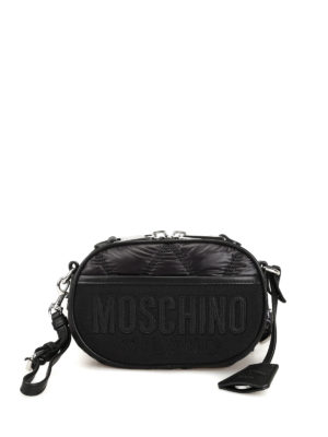 MOSCHINO: marsupi - Marsupio in nylon trapuntato a rombi nero