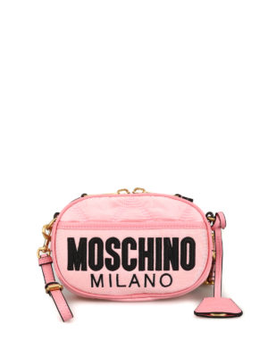 MOSCHINO: marsupi - Marsupio in nylon trapuntato a rombi rosa