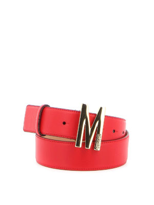 MOSCHINO: belts - M logo buckle leather belt