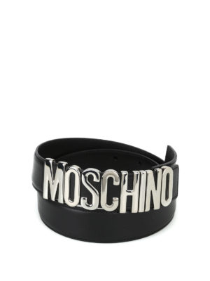 MOSCHINO: cinture - Cintura con fibbia logo argentata