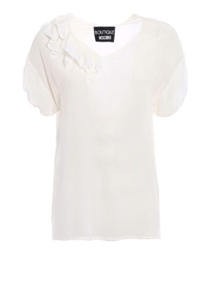 Moschino Boutique: blouses - Ruched white silk blouse