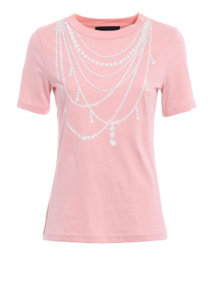 Moschino Boutique: t-shirts - Pearl necklace print T-shirt