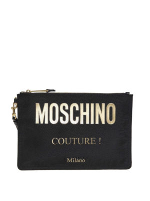 MOSCHINO: clutches - Relief logo nylon clutch