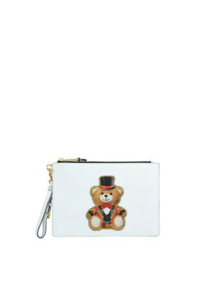 MOSCHINO: pochette - Clutch bianca Teddy Circus