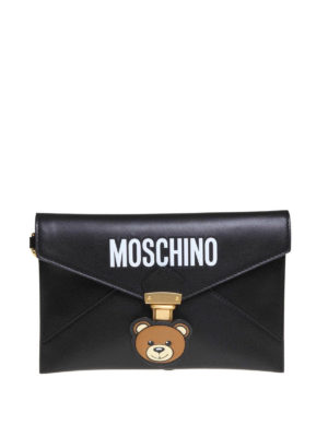 MOSCHINO: clutches - Teddy Pocket black clutch