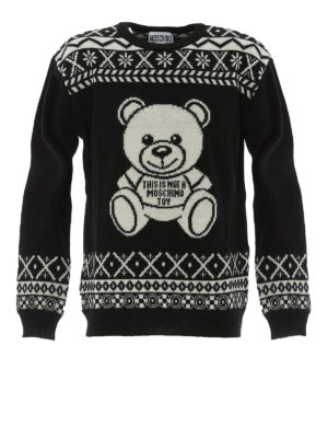MOSCHINO: maglia collo rotondo - Maglione nero con Fire Isle Teddy Bear
