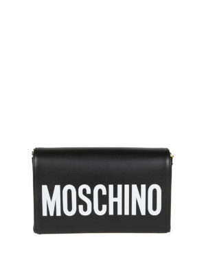 MOSCHINO: borse a tracolla - Borsa in nappa con logo lettering