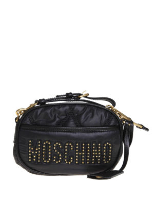 MOSCHINO: cross body bags - Logo patch detailed quilted cross body bag