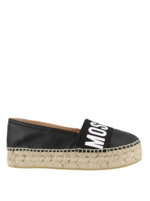 MOSCHINO: espadrillas - Espadrillas nere con logo