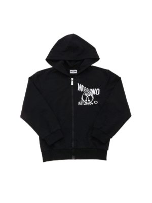 Moschino Kids: Sweatshirts & Sweaters - Double Question Mark logo sweatshirt with zip