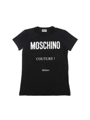 Moschino Kids: t-shirts - Logo print t-shirt in black and white