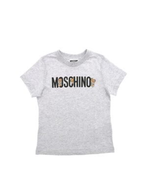 Moschino Kids: t-shirts - Moschino logo T-shirt in grey