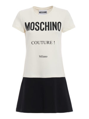 MOSCHINO: abiti al ginocchio - Abito bicolore stampa Moschino Couture