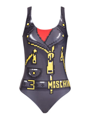 MOSCHINO: costumi interi - Costume con stampa giacca biker pixel
