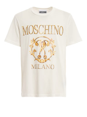 MOSCHINO: t-shirts - Baroque logo print Tee