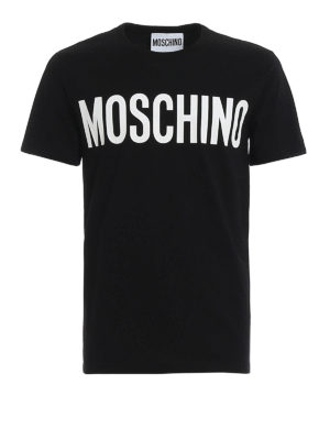 MOSCHINO: t-shirts - Contrasting logo print black T-shirt