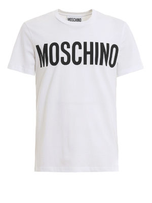 MOSCHINO: t-shirts - Contrasting logo print white T-shirt