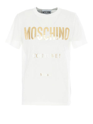 MOSCHINO: t-shirt - T-shirt con stampa Moschino Couture! dorata