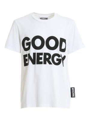 MOSCHINO: t-shirts - Good Energy print cotton T-shirt