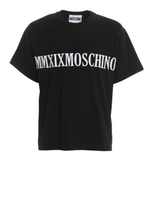 MOSCHINO: t-shirts - Logo embroidery black Tee