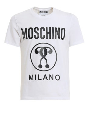 MOSCHINO: t-shirts - Logo lettering print white T-shirt