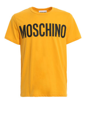 MOSCHINO: t-shirts - Logo lettering print yellow T-shirt
