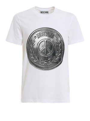 MOSCHINO: t-shirts - Logo print white T-shirt
