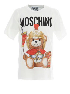 MOSCHINO: t-shirt - T-shirt bianca con stampa Roman Teddy Bear